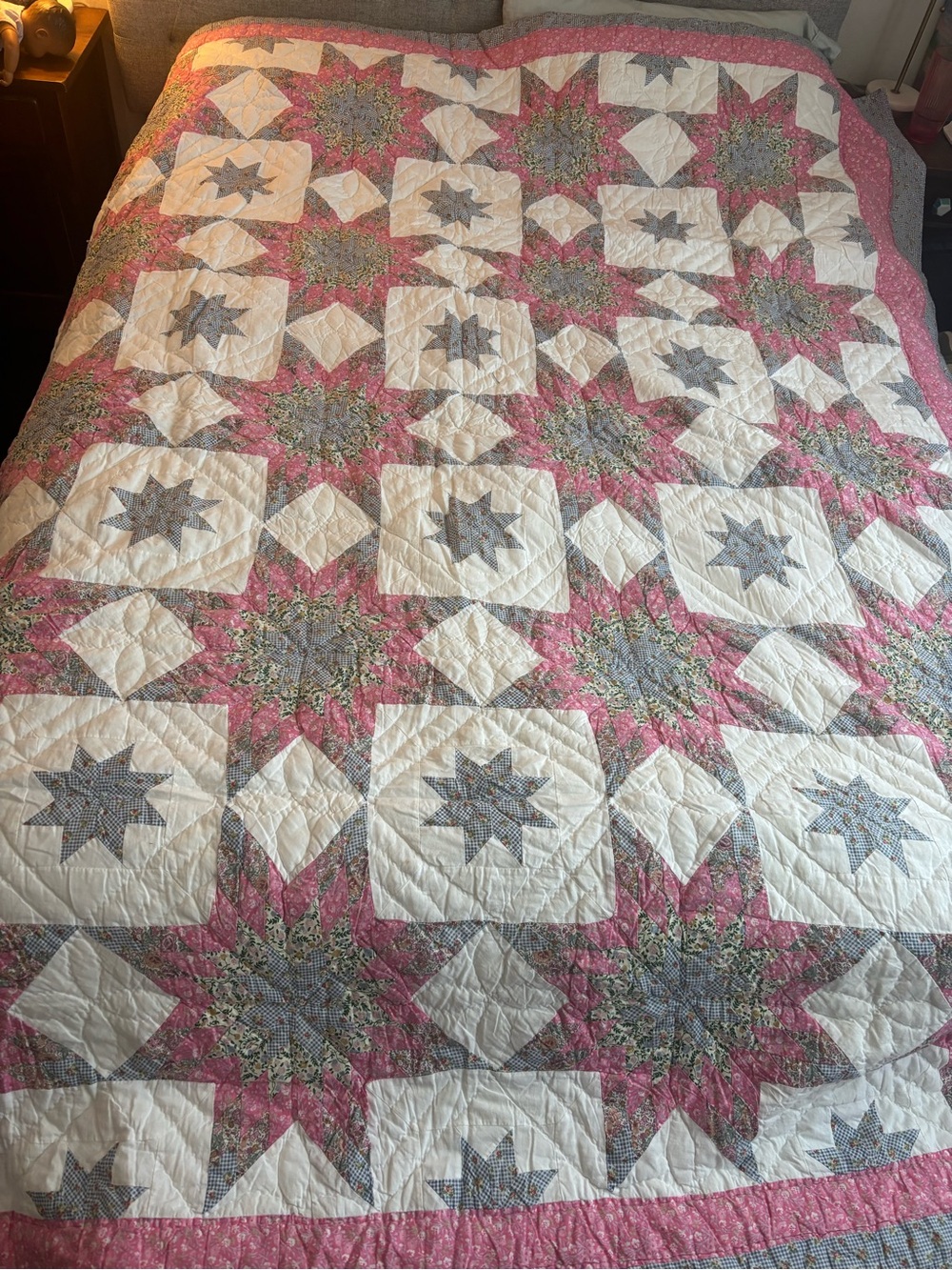 Vintage 8 point star quilt 96 by 86
